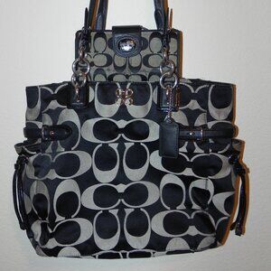 VTG COACH Signature Monogram Hobo Handbag w/ VTG wallet.